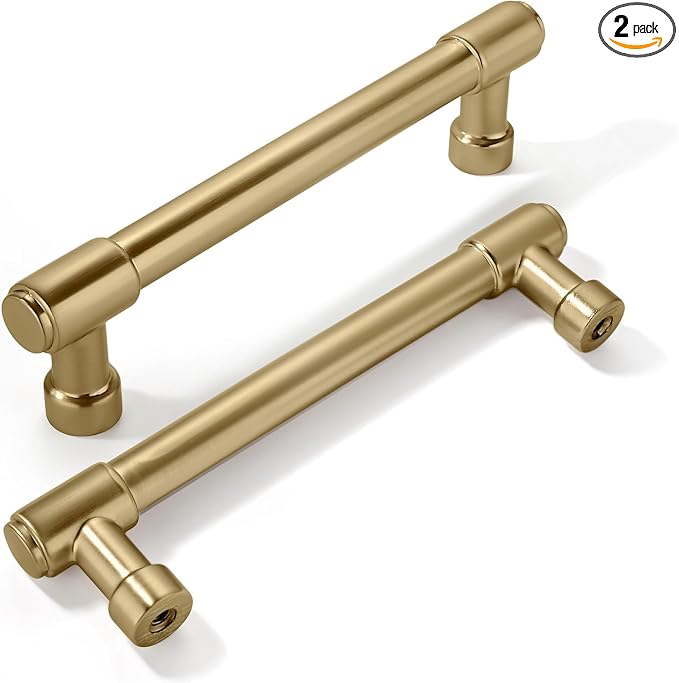 2 Pack 4 Inch(102mm) Champagne Bronze Kitchen Cabinet Handles Warm Brass Cabinet Pulls Gold Kitchen Cabinet Hardware for Cupboard Drawer Pulls Dresser Handle